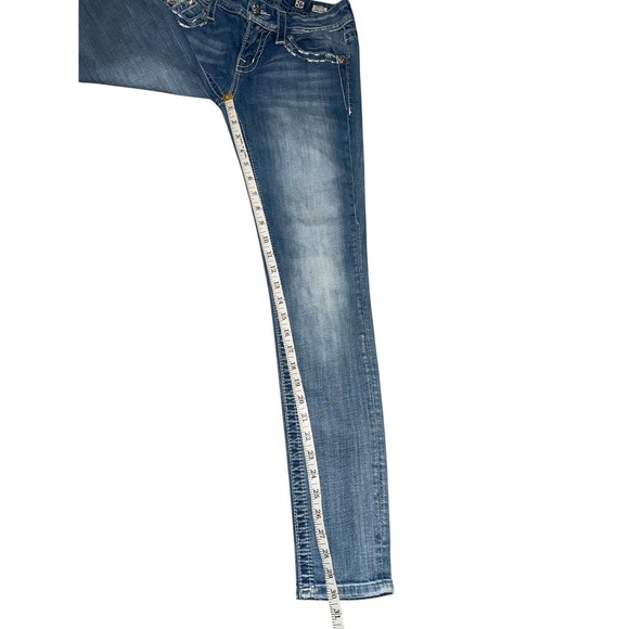 Miss Me Cuffed Skinny Jeans Womens 26 Light Wash‎ Embellished Denim Western - Picture 5 of 15